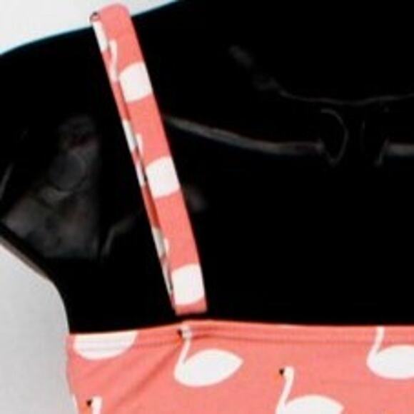 Swimsuit Pink & White Swan Print Contoured Bikini Top Only Size Large - Picture 5 of 8